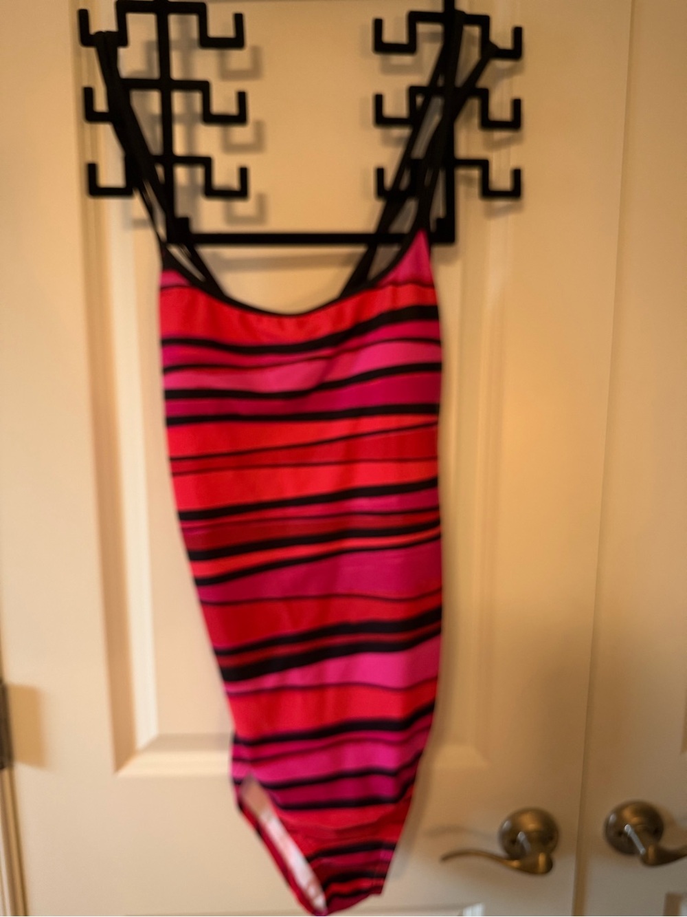 Women’s Speedo Pink and Black Striped One-Piece Swimsuit NWT 14